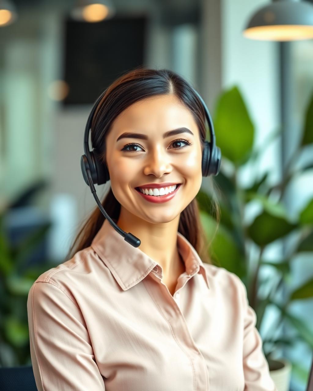 Atendente sorridente pronta para ajudar